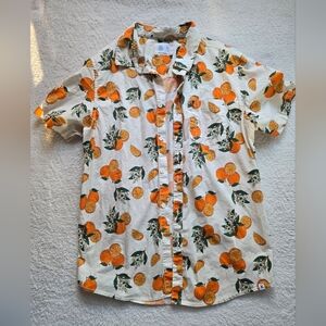 Hurley Men's Orange Fruit Print Cotton Spring/Summer Button-Up Shirt Sz M